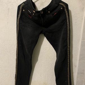 Black gold cuban link men jeans